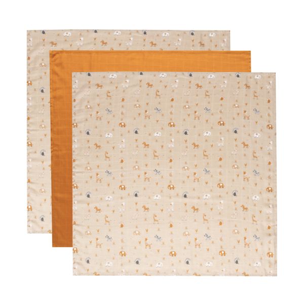 Bébé-Jou Multidoek 70x70 cm Steppe (3 stuks) Bébé-Jou Multidoek 70x70 cm Steppe (3 stuks)