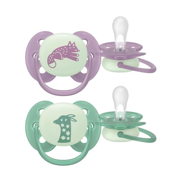 Philips Avent Fopspeen - Ultra Soft Nighttime - 6-18 maanden - 2 stuks - Glow in the Dark Philips Avent Fopspeen - Ultra Soft Nighttime - 6-18 maanden - 2 stuks - Glow in the Dark