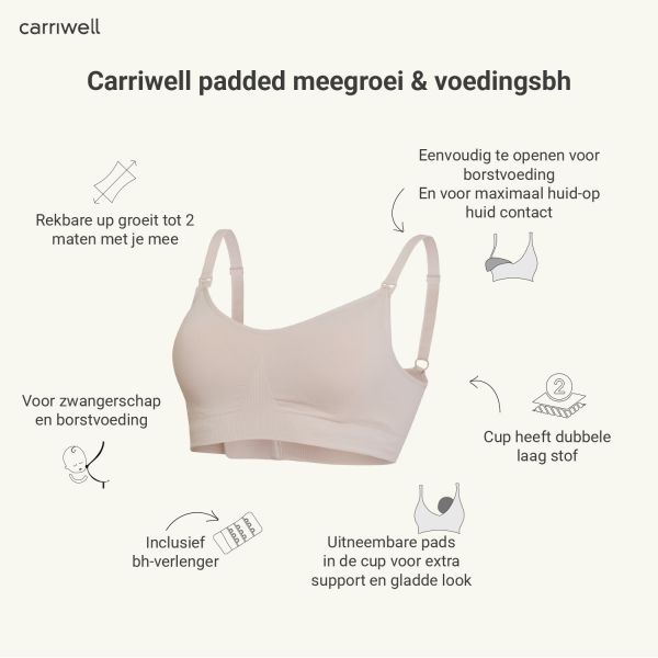 Carriwell Voedingsbh - Padded - Beige - S Carriwell Voedingsbh - Padded - Beige - S
