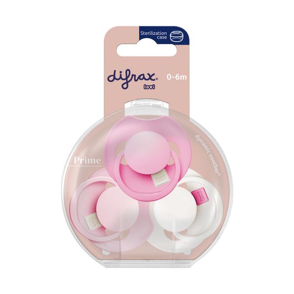 Difrax Prime Tutti Frutti Fopspeen - 0-6 Maanden - 3 Stuks - Peony Pink Difrax Prime Tutti Frutti Fopspeen - 0-6 Maanden - 3 Stuks - Peony Pink