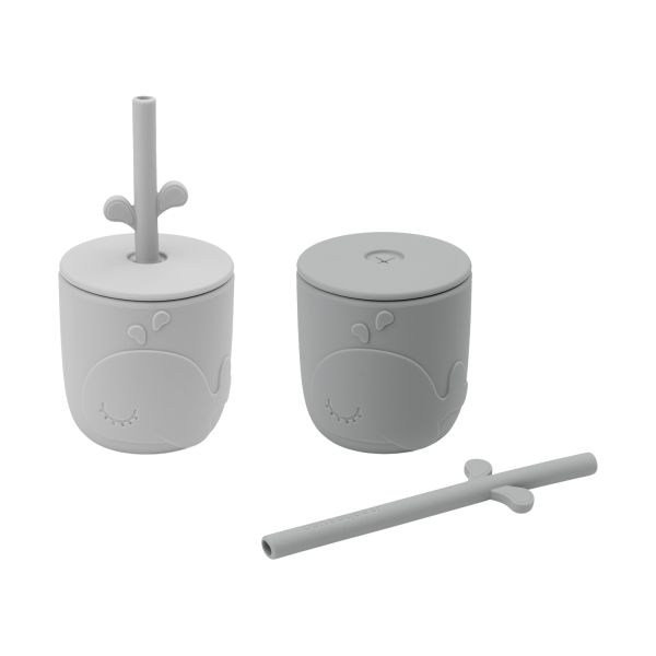 Done By Deer Straw Cup Peekaboo Wally Grey 2-Pack Done By Deer Straw Cup Peekaboo Wally Grey 2-Pack