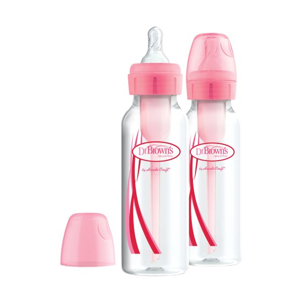 Dr. Brown's Fles Standaard Hals Options+ Roze 250ml 2-Pack Dr. Brown's Fles Standaard Hals Options+ Roze 250ml 2-Pack