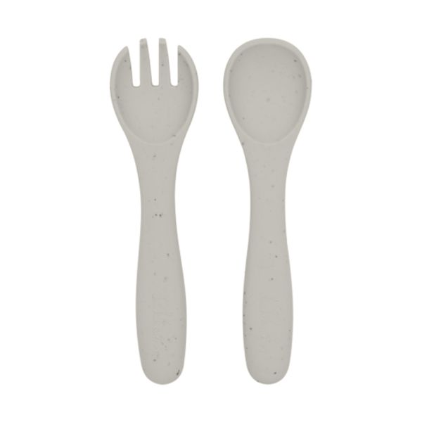 Kikkaboo Vork En Lepel - Platina Siliconen - Zand Kikkaboo Vork En Lepel - Platina Siliconen - Zand