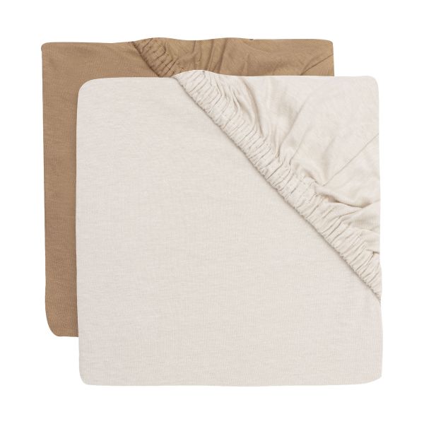 Jollein Hoeslaken - 2 Stuks - 40/50x80/90 cm - Jersey - Hazel/Oatmeal Jollein Hoeslaken - 2 Stuks - 40/50x80/90 cm - Jersey - Hazel/Oatmeal