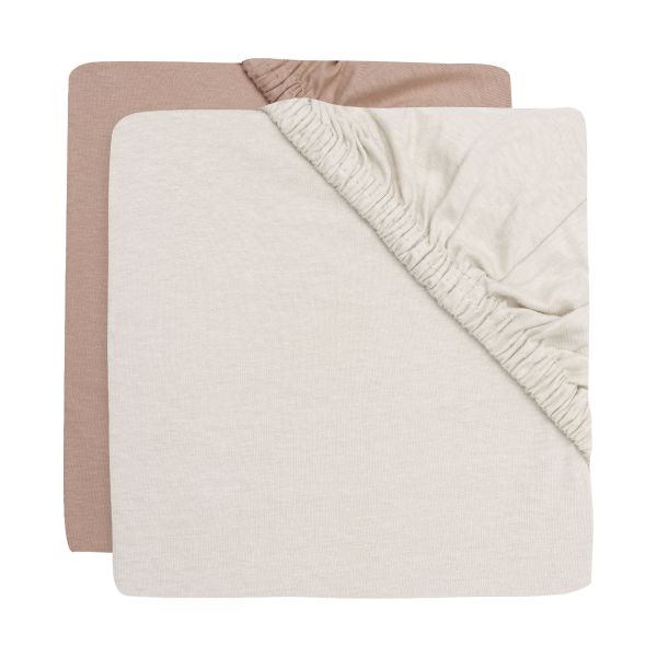 Jollein Hoeslaken - 2 Stuks - 70/75x140/150 cm - Jersey - Light Terra/Oatmeal Jollein Hoeslaken - 2 Stuks - 70/75x140/150 cm - Jersey - Light Terra/Oatmeal