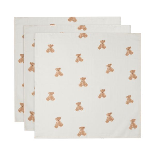 Jollein Multidoek Hydrofiel Teddy Bear 70 x 70 cm 3-pack