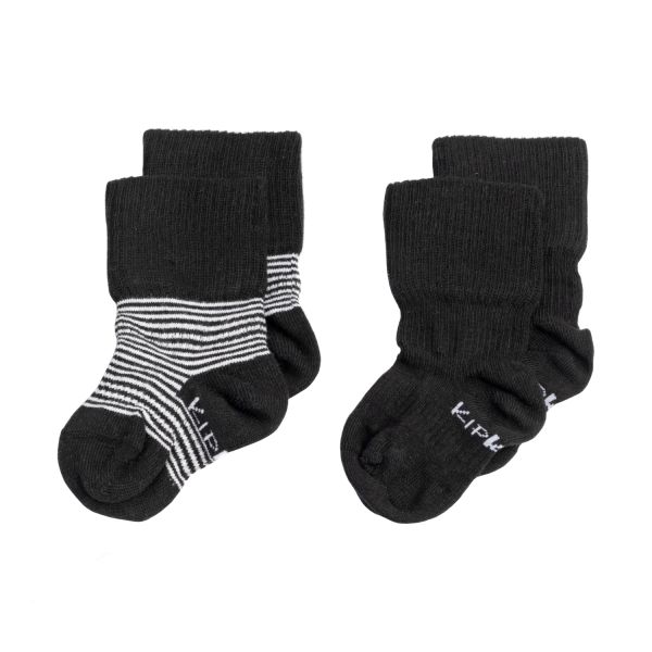 KipKep Blijf-Sokjes - 2-6 Mnd - 2-Pack - Black Stripes KipKep Blijf-Sokjes - 2-6 Mnd - 2-Pack - Black Stripes