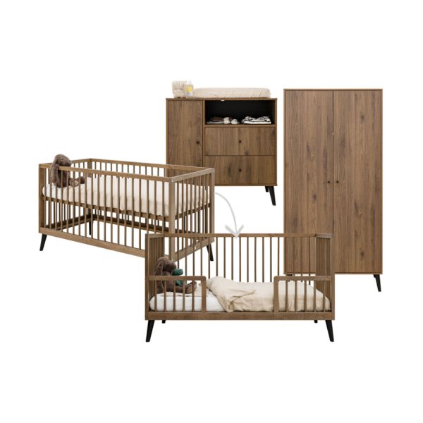 Bopita Ledikant 70 x 140 - Commode - 2‑Deurskast - Zara - Walnoot Bopita Ledikant 70 x 140 - Commode - 2‑Deurskast - Zara - Walnoot