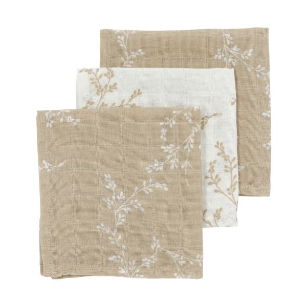 Meyco Monddoek Hydrofiel Branches Sand 30 x 30 cm (3-Pack)