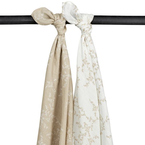 Meyco Branches Multidoek - 2 Stuks - 120 x 120 cm - Tetra - Sand Meyco Branches Multidoek - 2 Stuks - 120 x 120 cm - Tetra - Sand