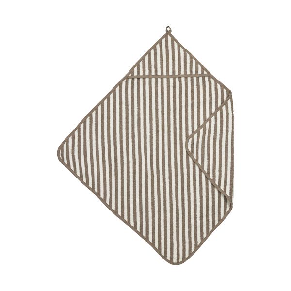 Meyco Baby Fat Stripe Badcape - 75x75 cm - Badstof - Taupe Meyco Baby Fat Stripe Badcape - 75x75 cm - Badstof - Taupe