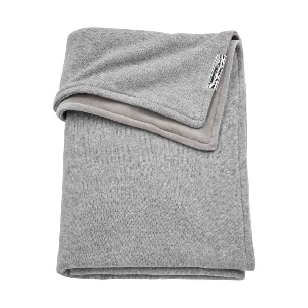 Meyco Ledikantdeken Knit Basic Grijs Met Velvet 100 x 150 cm Meyco Ledikantdeken Knit Basic Grijs Met Velvet 100 x 150 cm