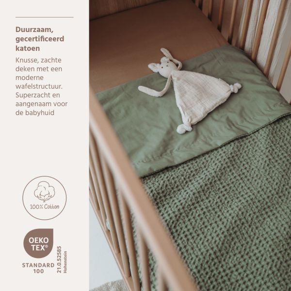 Meyco Ledikantdeken Waffle Cotton Olive Green 100x150 cm