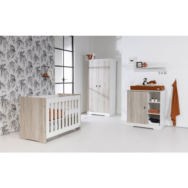 Interbaby Ledikant 60 x 120 - Commode 1 deur 3 vakken - Hanglegkast Rock Interbaby Ledikant 60 x 120 - Commode 1 deur 3 vakken - Hanglegkast Rock