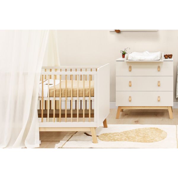 Bopita Ledikant 60 x 120 cm - Commode - Lines - Dune/Natural