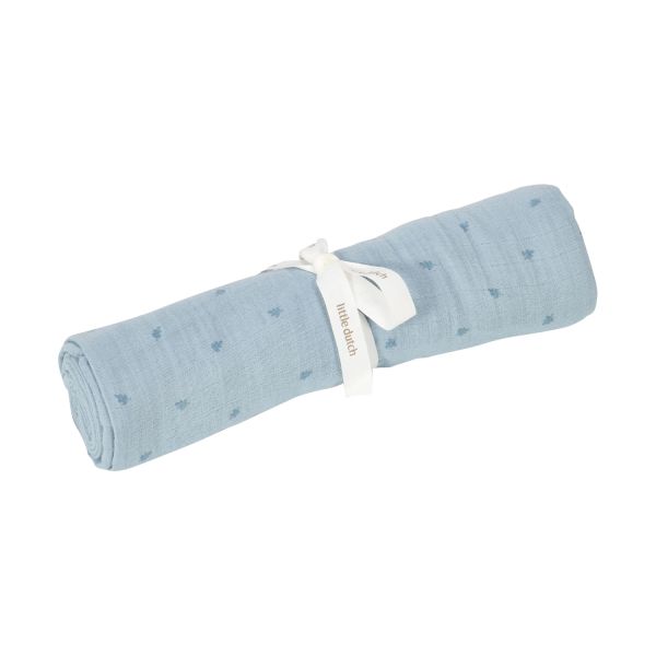 Little Dutch Pure Swaddle Doek XL - Tetra - 120 x 120 cm - Denim Blue