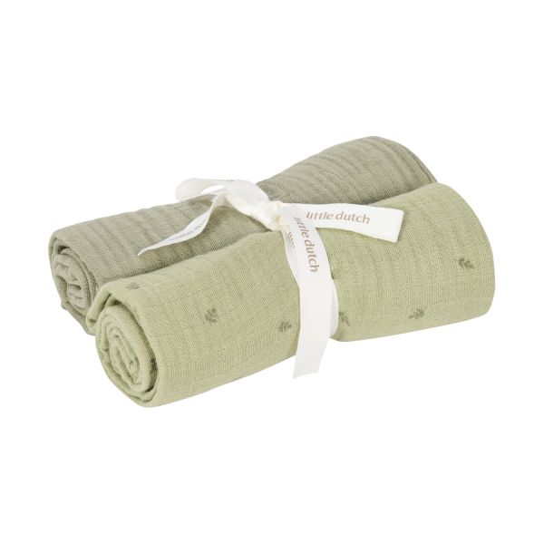 Little Dutch Pure Swaddle Doeken - Set van 2 - Tetra - 70 x 70 cm - Sage Little Dutch Pure Swaddle Doeken - Set van 2 - Tetra - 70 x 70 cm - Sage