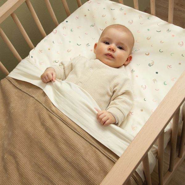 Witlof For Kids Wiegdeken Tuck-Inn Urban Taupe Velvet Rib 40 x 80 cm