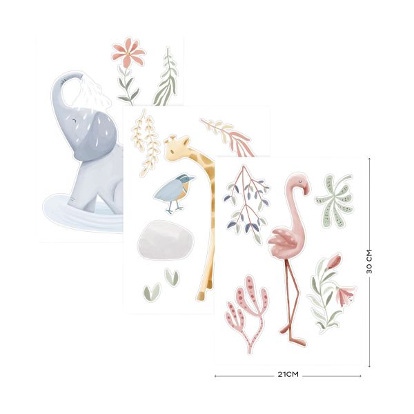Little Dutch Muursticker Set - Blooming Safari - A3 Little Dutch Muursticker Set - Blooming Safari - A3