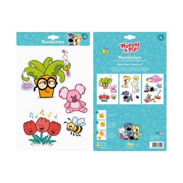 Woezel & Pip Muurstickers A4 Set - Dieren
