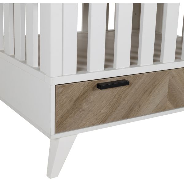 Interbaby Lancaster Park Met Lade - Wit/Visgraatmotief Interbaby Lancaster Park Met Lade - Wit/Visgraatmotief