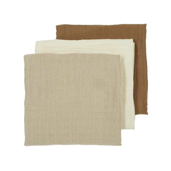 Meyco Multidoek tetra Pre-Washed Uni Offwhite/Sand/Toffee 70 x 70 cm 3-Pack