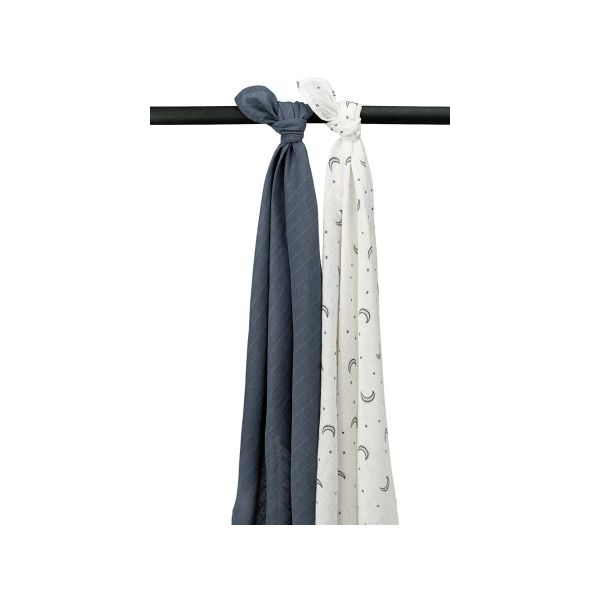 Meyco Swaddle tetra Moon Indigo 120 x 120 cm 2-Pack Meyco Swaddle tetra Moon Indigo 120 x 120 cm 2-Pack