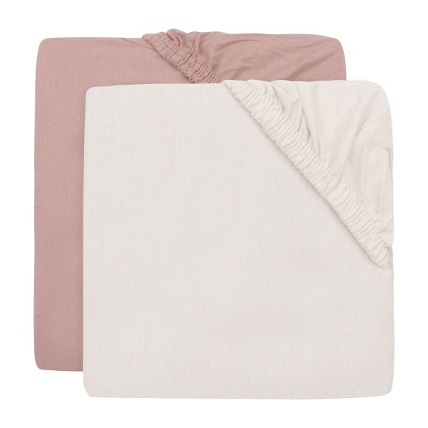 Jollein Hoeslaken Jersey 40/50x80/90 cm – 2 Stuks - Wild Rose/Ivory