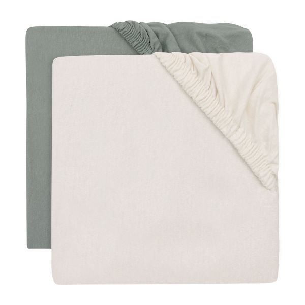 Jollein Hoeslaken Jersey - 40/50x80/90 cm - 2 Stuks - Sea Green/Ivory Jollein Hoeslaken Jersey - 40/50x80/90 cm - 2 Stuks - Sea Green/Ivory