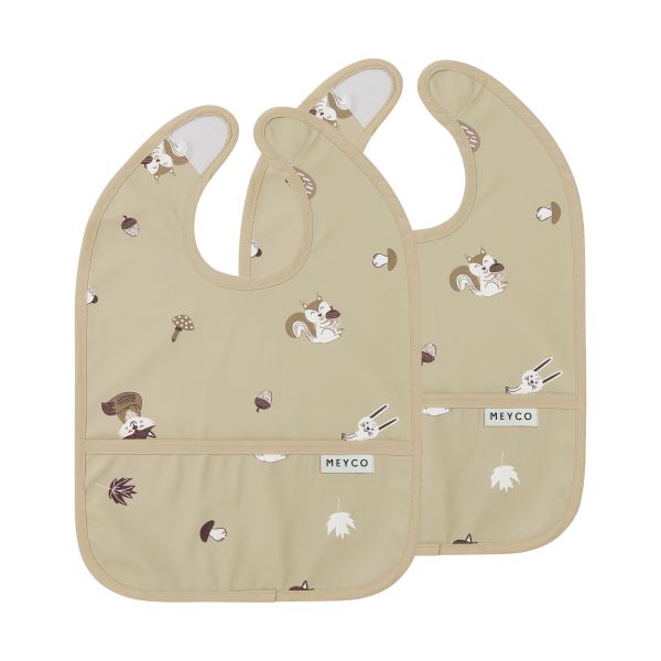 Meyco Slab met Opvangbak - Forest Animals - Sand - 2-Pack Meyco Slab met Opvangbak - Forest Animals - Sand - 2-Pack