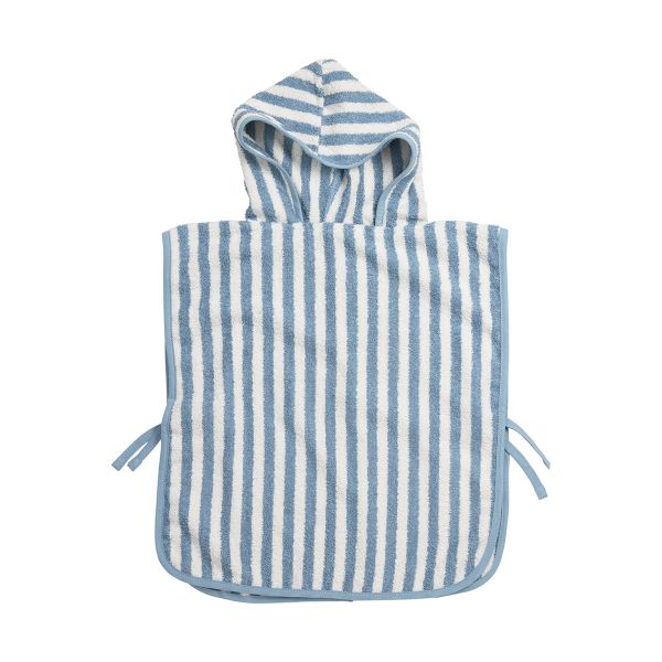 Meyco Badponcho - Badstof Jacquard Fat Stripe - Jeans Blue - 1-3 jaar Meyco Badponcho - Badstof Jacquard Fat Stripe - Jeans Blue - 1-3 jaar