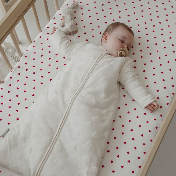 Meyco Drap-housse Print - 60 x 120 cm - Jersey - Sweet Heart White/Red Meyco Drap-housse Print - 60 x 120 cm - Jersey - Sweet Heart White/Red