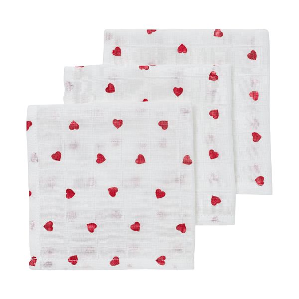 Meyco Baby Monddoekjes tetra Sweet Heart Red 30 x 30 cm 3-Pack Meyco Baby Monddoekjes tetra Sweet Heart Red 30 x 30 cm 3-Pack