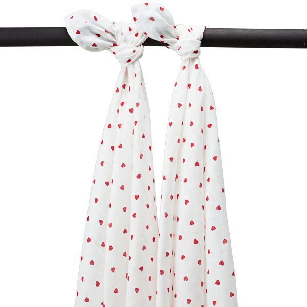 Meyco Baby Swaddle tetra Sweet Heart Red 120 x 120 cm 2-Pack Meyco Baby Swaddle tetra Sweet Heart Red 120 x 120 cm 2-Pack