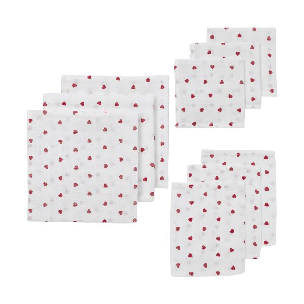 Meyco Baby Starterset tetra Sweet Heart Red 9-Pack Meyco Baby Starterset tetra Sweet Heart Red 9-Pack