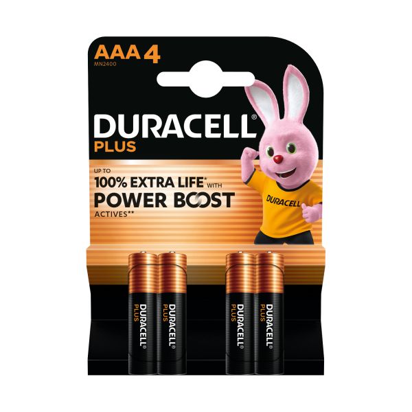 Duracell Plus Batterijen - Alkaline 100% – AAA 4‑Pack Duracell Plus Batterijen - Alkaline 100% – AAA 4‑Pack
