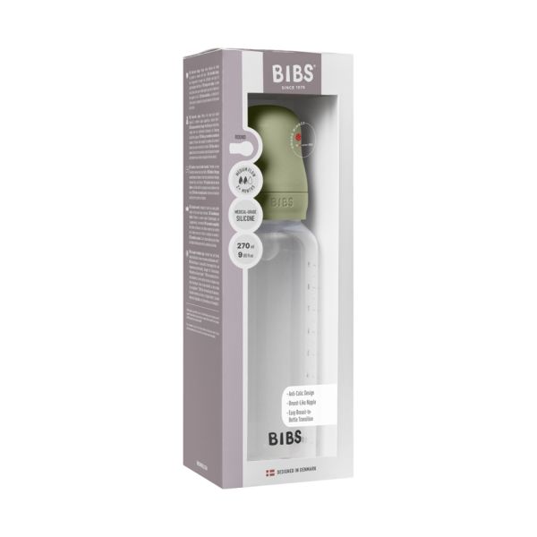 BIBS Fles - Medium Flow - 270 ml - Silicone - Sage - Ronde speen 