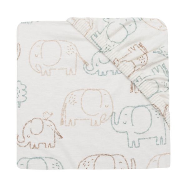 Jollein Hoeslaken Jersey 70/75x140/150cm - Elephant Tales Jollein Hoeslaken Jersey 70/75x140/150cm - Elephant Tales