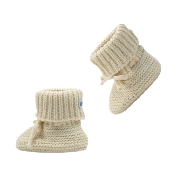 Lodger Gebreide Slofjes Cotton - Maat 0-6 Mnd - Butter