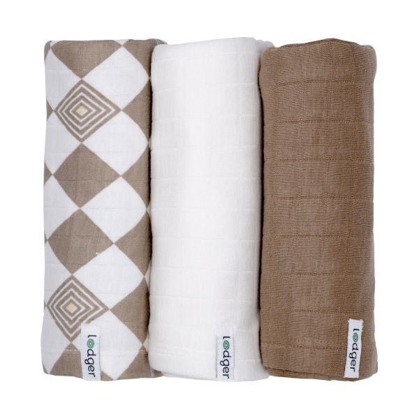 Lodger Swaddler - 3 Stuks - 70 x 70 cm - Matcha Buffalo Lodger Swaddler - 3 Stuks - 70 x 70 cm - Matcha Buffalo