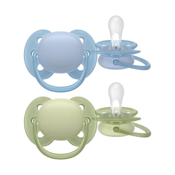 Sucette Philips Avent Ultra Soft - 0-6 mois - 2 pièces - à base de plantes Sucette Philips Avent Ultra Soft - 0-6 mois - 2 pièces - à base de plantes
