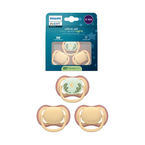 Philips Avent Ultra Air Fopspeen - 0-6 Mnd - 3 Stuks - Plant-based Philips Avent Ultra Air Fopspeen - 0-6 Mnd - 3 Stuks - Plant-based