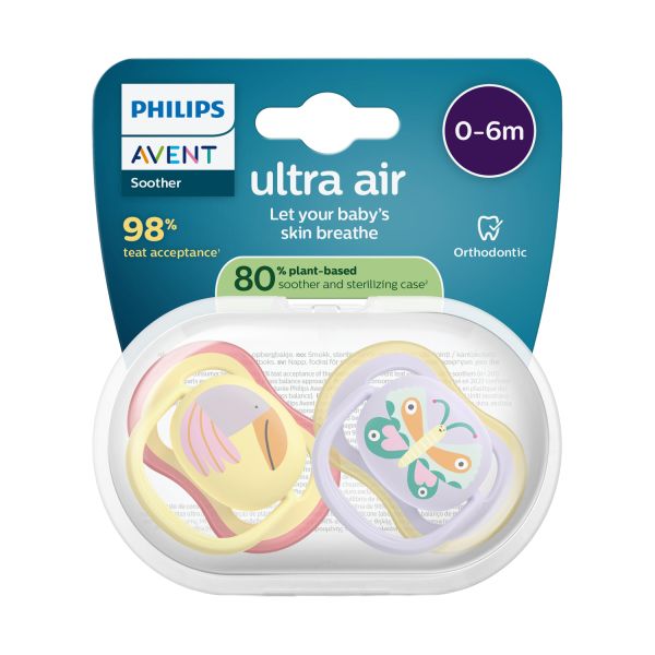 Philips Avent Ultra Air Fopspeen - 0-6 Mnd - 2 Stuks - Plant-Based Philips Avent Ultra Air Fopspeen - 0-6 Mnd - 2 Stuks - Plant-Based
