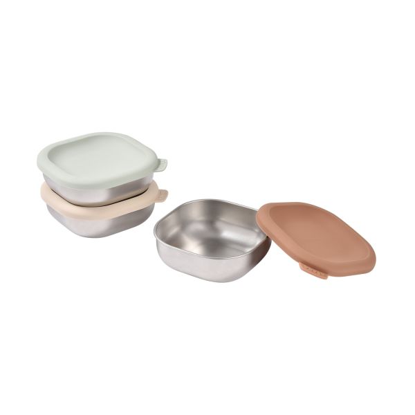Beaba RVS Snackdoosjes – 3 Stuks - Natural Beaba RVS Snackdoosjes – 3 Stuks - Natural