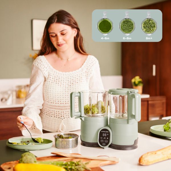 Babymoov Nutribaby Stoomkoker - Glass - Celadon Green Babymoov Nutribaby Stoomkoker - Glass - Celadon Green