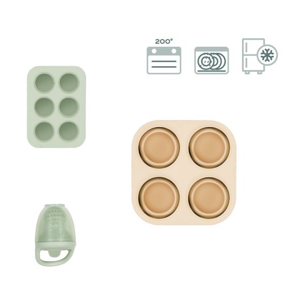 Babymoov Set Silicone Bewaarpotjes + Sabbelaar Babymoov Set Silicone Bewaarpotjes + Sabbelaar