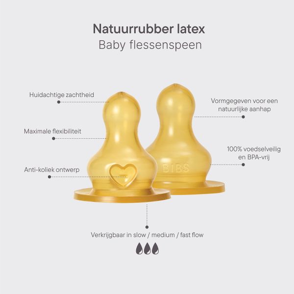 BIBS Flesspeen Rond - Medium Flow - 2 Pack - Latex 