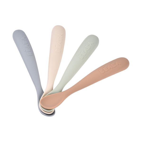 Béaba Set van 4 siliconenlepels 1ste leeftijd – Natural set