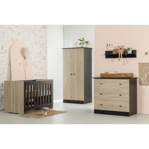 Interbaby Ledikant 60 x 120 - Commode 3 Laden - Hanglegkast Basalt Interbaby Ledikant 60 x 120 - Commode 3 Laden - Hanglegkast Basalt