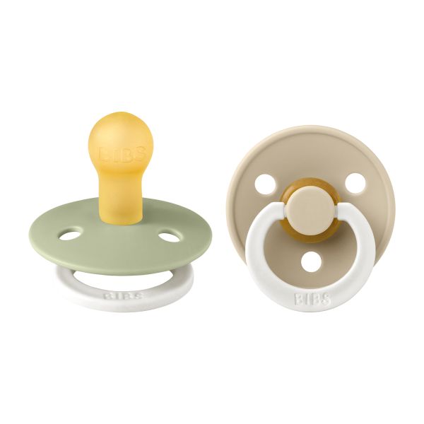 BiBs Glow In The Dark Fopspeen - Rond - 2 Stuks - 0-6 Mnd - Sage/Vanilla BiBs Glow In The Dark Fopspeen - Rond - 2 Stuks - 0-6 Mnd - Sage/Vanilla